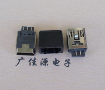 濮阳MINI USB 5Pin接口 带护套焊线母座 B型180度铜壳